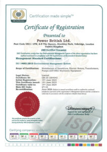 EMS certificate Power British